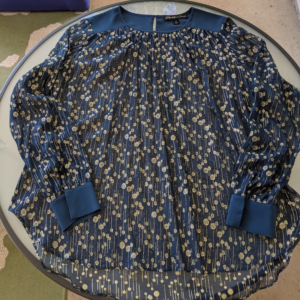 Elizabeth and James Sheer Metallic Tunic sz L